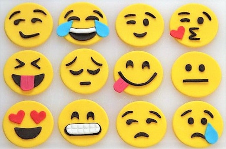 Emoji Fondant Cupcake Toppers, Smiles Fondant Cupcake ToppersWedding Gift, Unique Wedding Gift image 1