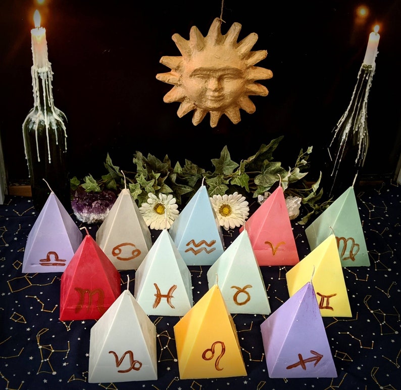 Zodiac Pyramid Surprise Crystal/Gem Candle Collection Etsy