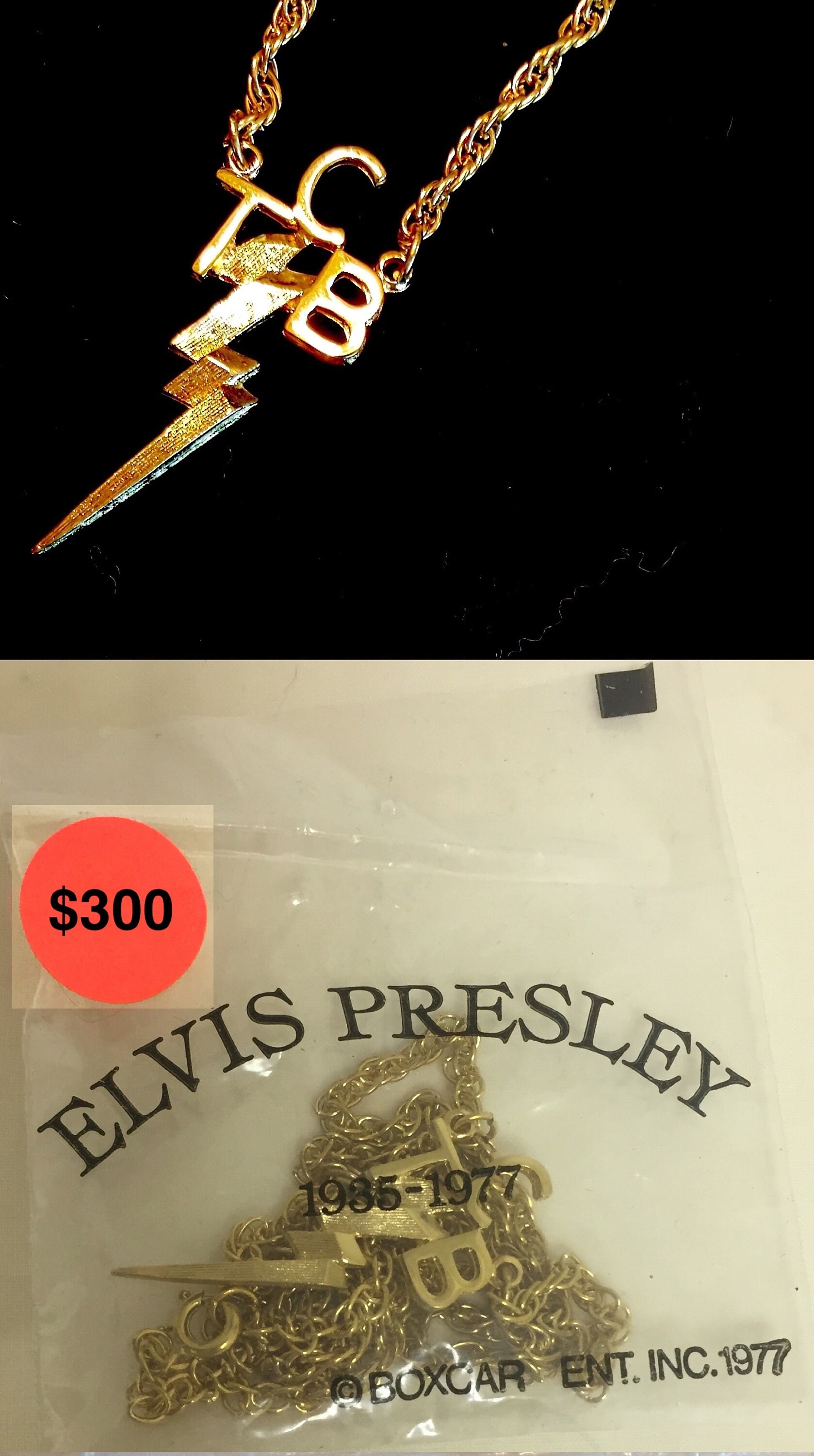 Elvis Presley TCB Lightning Bolt Necklace Taking Care of Business