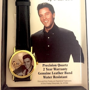 Elvis Presley Official Watch Valdawn Vintage, New In Box, early Elvis picture, Love Me Tender,  Rare Collectible