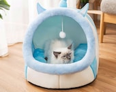 Blue or Pink Cat Bed - Super Cute Very Comfy Cat Cave Bed Plush