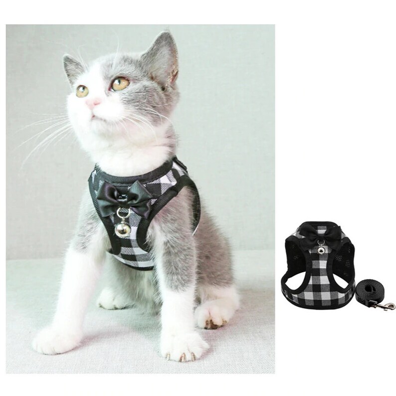Cat Harness Vest with Leash Cute Bow Bell & Maximum Safety Etsy