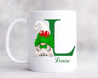 Wales alphabet Gnome Mug | birthday Gift | personalised mug | Welsh Mug | Christmas Gift | | personalised football gift