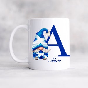 Scotland alphabet Gnome Mug | birthday Gift | personalised mug | Scottish Mug fathers day Dad | Grandad | personalised football gift