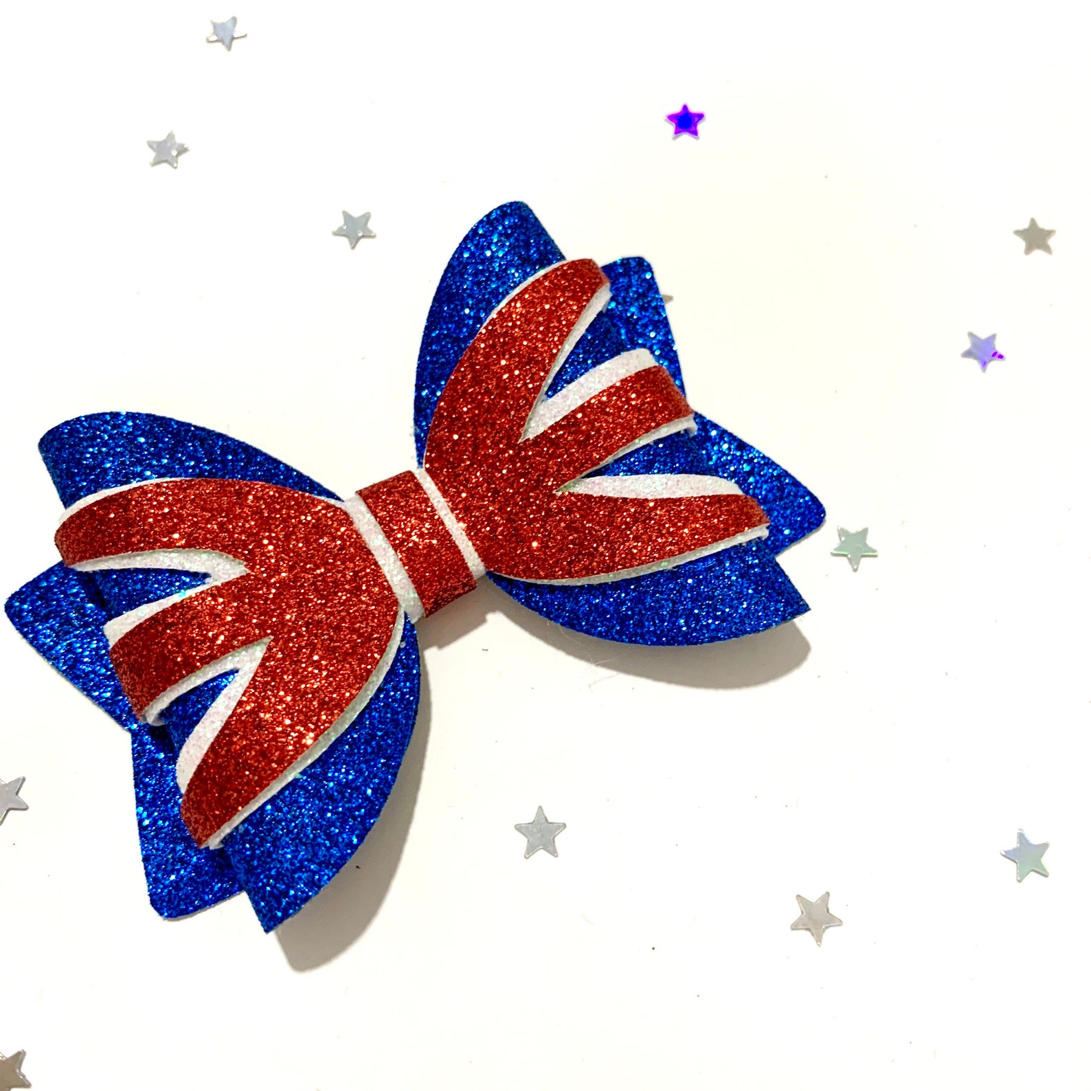 Union Jack Flag Glitter Hair Bow UK Girls Hair Accessory Etsy