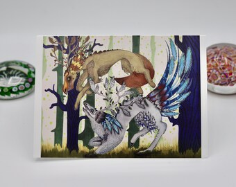 5X7 The Chase - Original Art fantasy notecards by Avery Multer