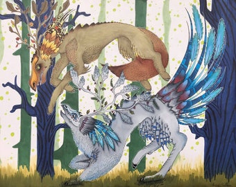 5X7 10 pack The Chase - Original Art fantasy notecards by Avery Multer