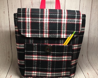 red flannel backpack