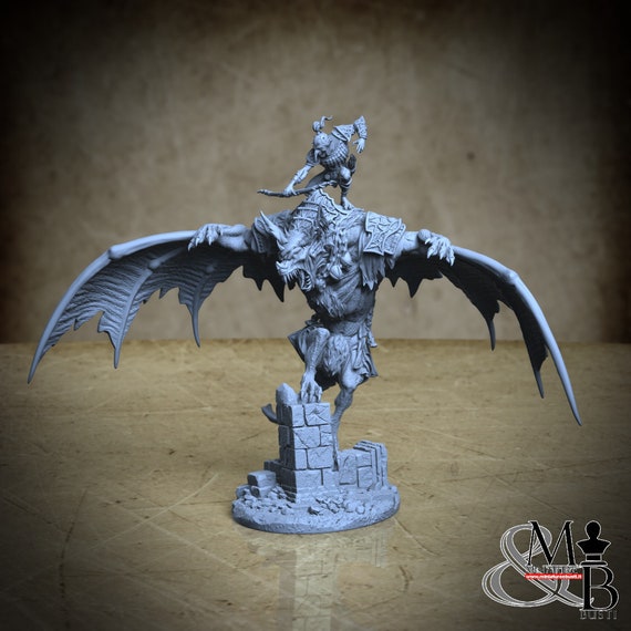 Dire Bat Riders, miniature to assemble and color, in resin
