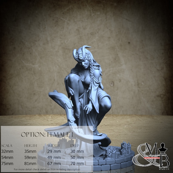 Chaval Tiefling Female, Circus Grotesque (2 Styles), by Archvillain Games, miniature to assemble and paint, resin
