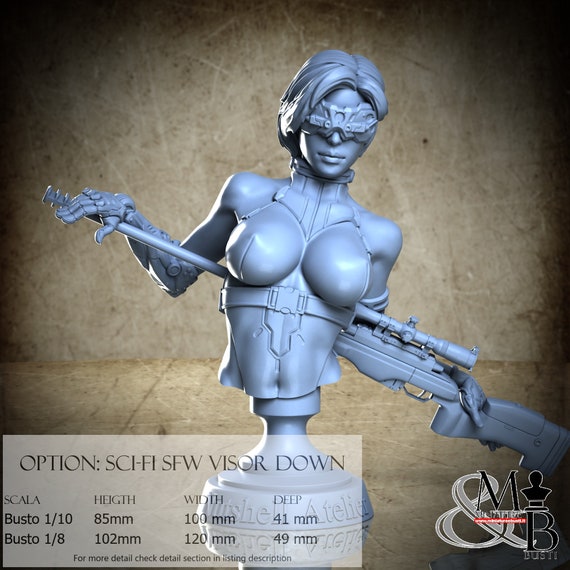 Sci-Fi Assassin Bust, July 2023 (4 Styles), by Nutshell Atelier, miniature to assemble and paint, resin