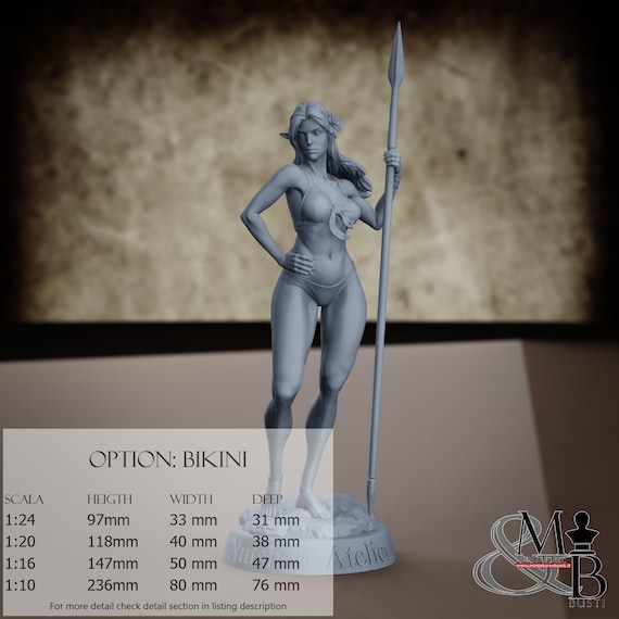 Elf With Spear - Resin Statue - DnD, RPG, Wargame and Display to Color -