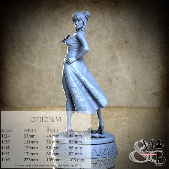 China Dress Hair 1, Luglio 2023 (4 Stili), di Nutshell Atelier, miniatura da assemblare e colorare, resina