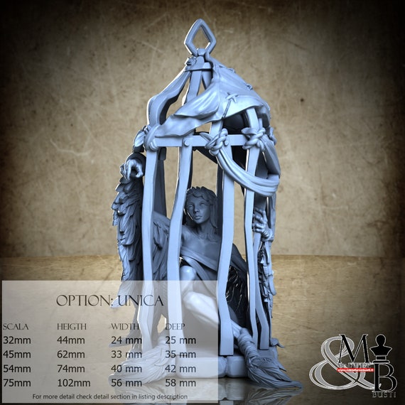 Caged Avian, Curse of the celestial children, Great Grimoire, miniature to assemble and color, in resin