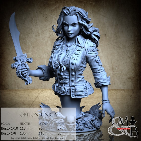 Rosalia the Corsair Bust, M33, Ronin Art Workshop, miniature to assemble and color, in resin