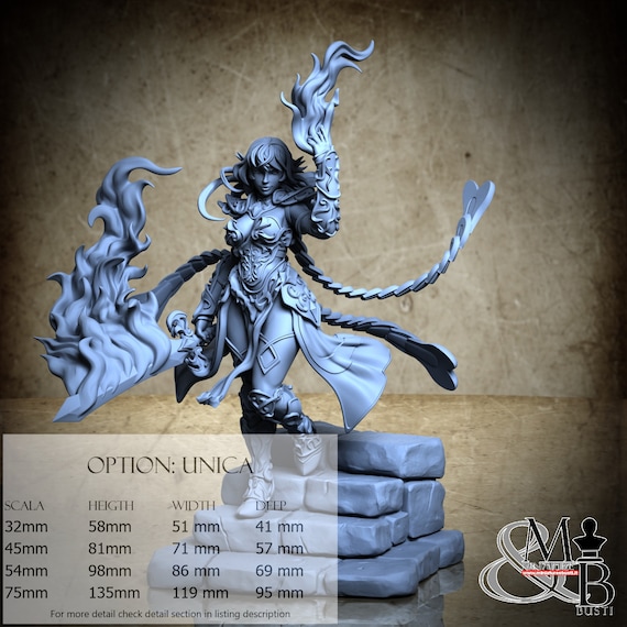 Pyromancer Moira, M25, by Ronin Art Workshop, miniature to assemble and paint, resin