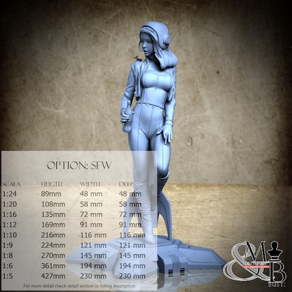 Retro Astronaut Pinup, 2024-04 (2 Stili), di ca_3d_art, miniatura da assemblare e colorare, resina