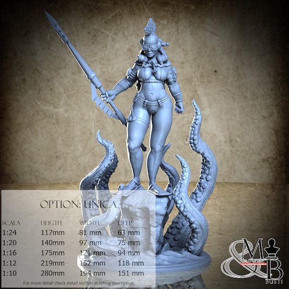 The Kraken Huntress, September 2022, Claydemon, resin miniature to assemble and paint