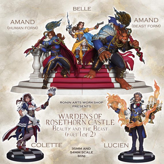 Wardens of Rosethorn Castle - Set of 8 Resin Miniatures by Ronin Art Workshop - DnD, RPG, Wargaming, and Display Coloring