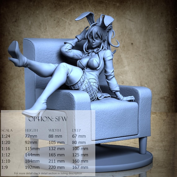 Ohman Bunny Girl - by Ronin Art Workshop Resin Statue - DnD, RPG, Wargame, and Display Coloring Pages - Pin-up
