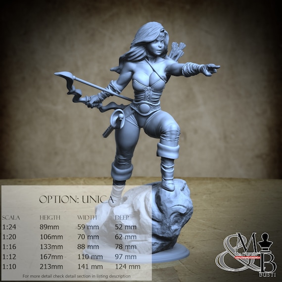 Feya the archer, miniature to assemble and color, in resin