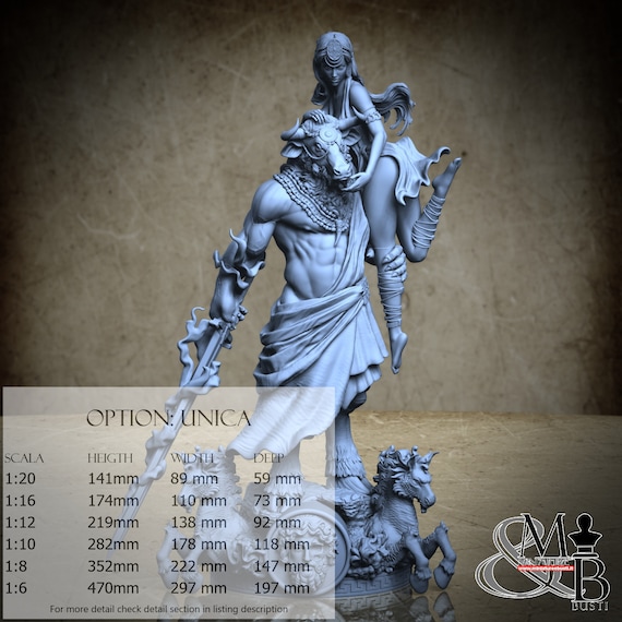 Minotaur and Europa, miniatura da assemblare e colorare, in resina