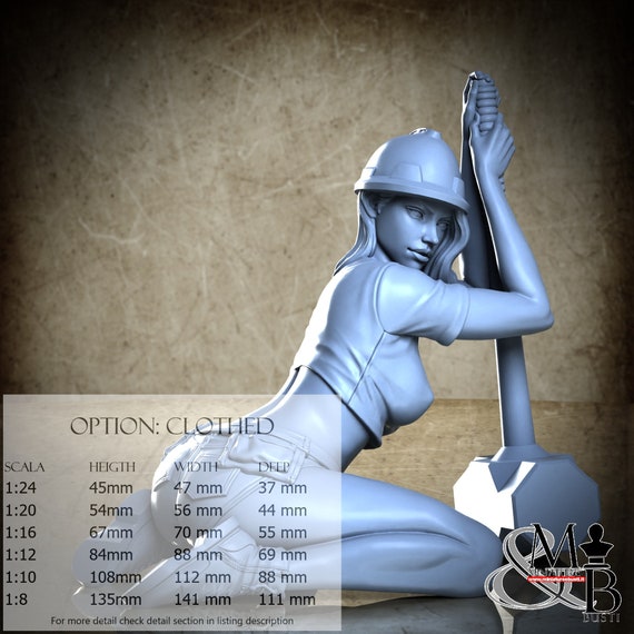 Pose 6 - Construction Worker, Ottobre 2023 (6 Stili), di Nutshell Atelier, miniatura da assemblare e colorare, resina