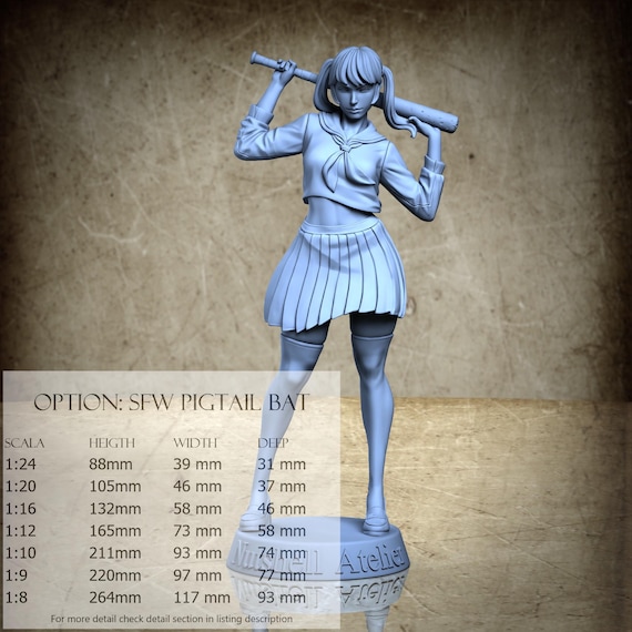 College Girl with Bat - 3D-Printed Resin Miniature | July 2025 Collection