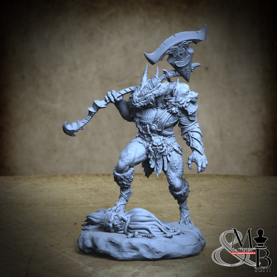 Draqul - Dragonborn Barbarian, Archvillain Society, by Archvillain Games, miniature to assemble and paint, resin