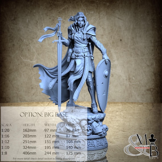 Templar Girl - Resin Statue - DnD, RPG, Wargame, and Display Coloring Page - September 2022