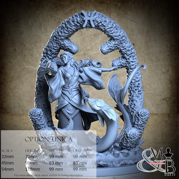 Pisces, Zodiac, Clay Cyanide Miniature, miniature to assemble and color, in resin