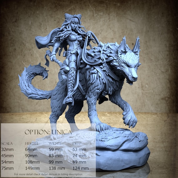Rosa the Huntress and Cesaire, The Red Hunt, by Ronin Art Workshop, miniature to assemble and paint, resin