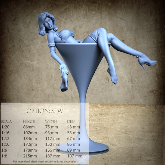 Martini Girl - 3D-Printed Resin Miniature | July 2025 Collection