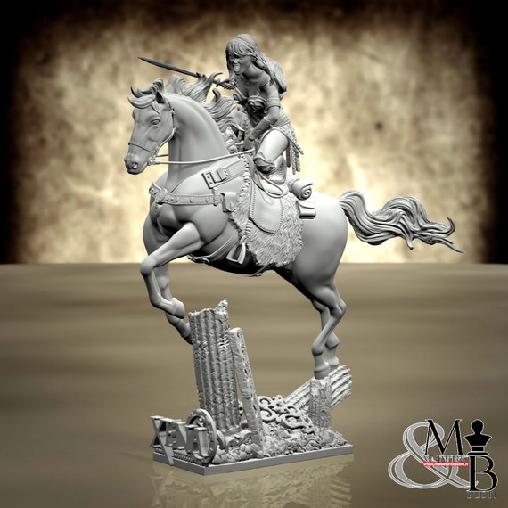 Greek Princess Warrior on horse, miniature to be assembled and painted, in resin