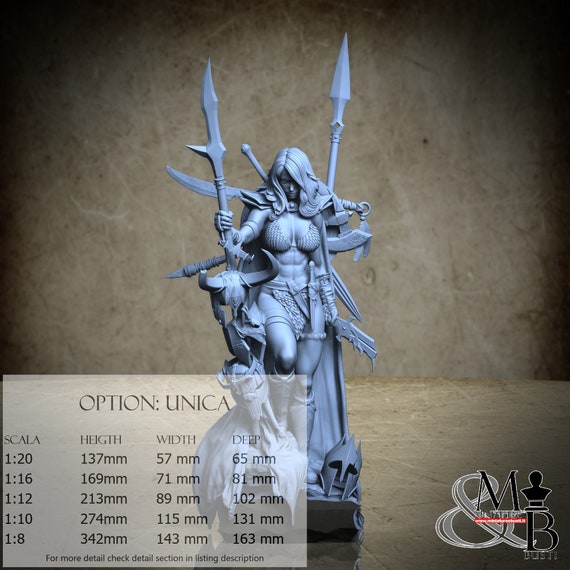 Female Barbaric Warrior, miniature to assemble and color, in resin