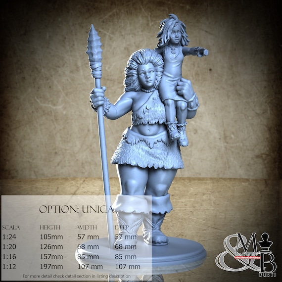 Prehistoric Sisters, February 2023, Claydemon, resin miniature to assemble and color