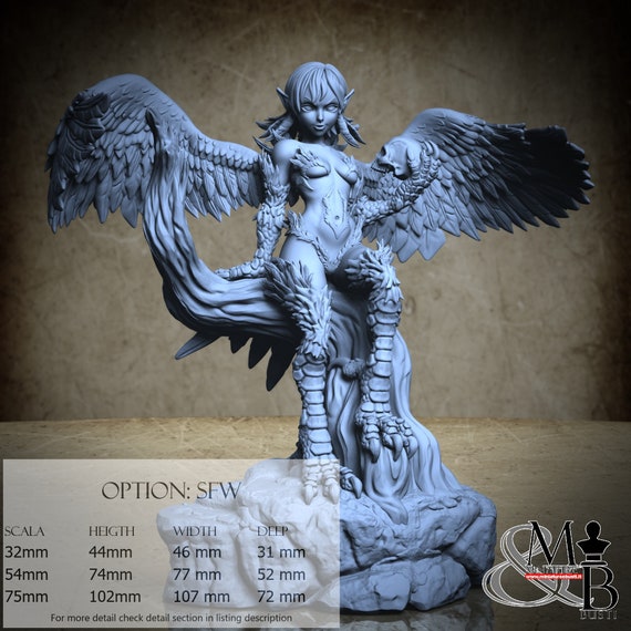 Vivi The Harpy, M12 (2 Styles), by Ronin Art Workshop, miniature to assemble and paint, resin
