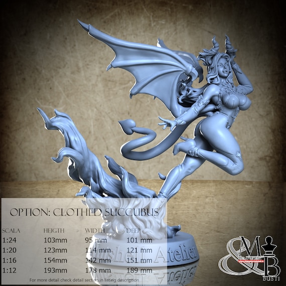Thicc Succubus, Ottobre 2023 (4 Stili), di Nutshell Atelier, miniatura da assemblare e colorare, resina