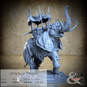 Elephant Warmount, miniature to assemble and color, in resin
