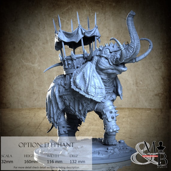 Elephant Warmount, miniature to assemble and color, in resin