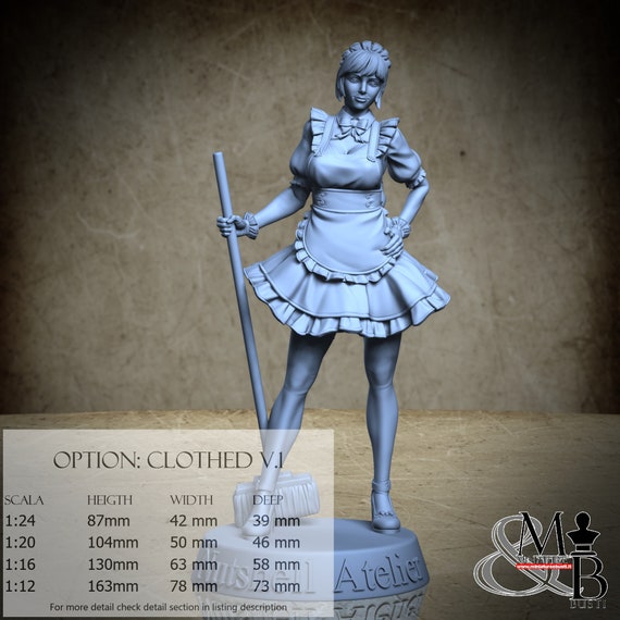 Maid, Ottobre 2022 (6 Stili), di Nutshell Atelier, miniatura da assemblare e colorare, resina