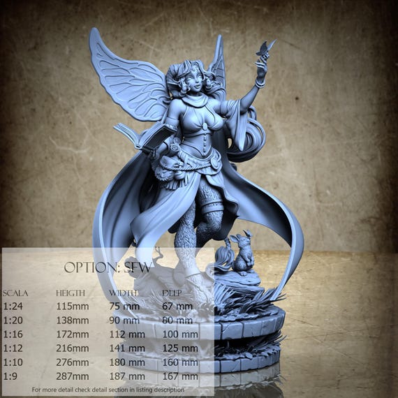 Ilyria - by Ronin Art Workshop Resin Statue - DnD, RPG, Wargame, and Display Coloring Page - Pin-up