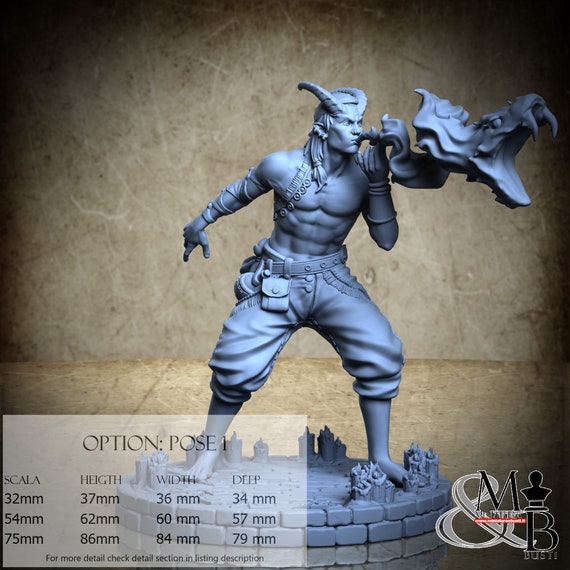 Chaval Tiefling Male, Circus Grottesque, Archvillain Games, miniature to assemble and color, in resin