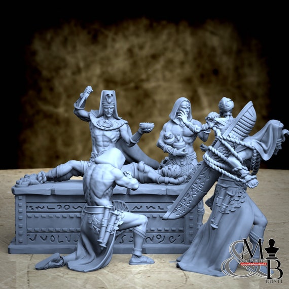 High Priests of Egypt, Road to the afterlife (6 Stili), di Great Grimoire, miniatura da assemblare e colorare, resina