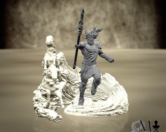 Poseidon, resin miniature to assemble and color, role-playing games, DnD, RPG, GDR, Anime