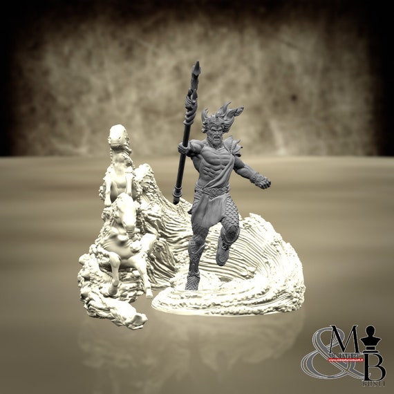 Poseidon, resin miniature to assemble and color, role-playing games, DnD, RPG, GDR, Anime