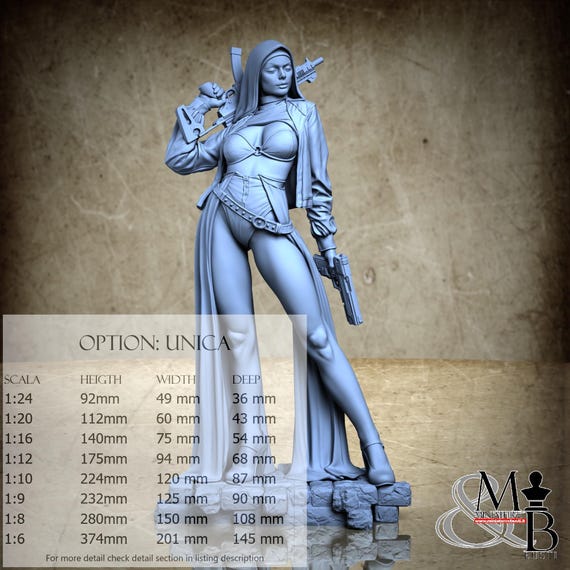Nun with gun, 2024-07, by ca_3d_art, miniature to assemble and color, resin