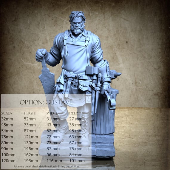 Gustave the Blacksmith - by Ronin Art Workshop Resin Miniatures - DnD, RPG, Wargame, and Display Coloring - The Cabal Noir