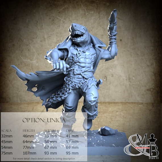 Shark Captain, Merchants of the Mystic Market, Great Grimoire, miniature to assemble and color, in resin