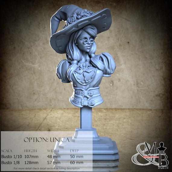 Melinda, The Good Witch Bust, Veil of the emerald dreams, by Great Grimoire, miniature to assemble and color, resin